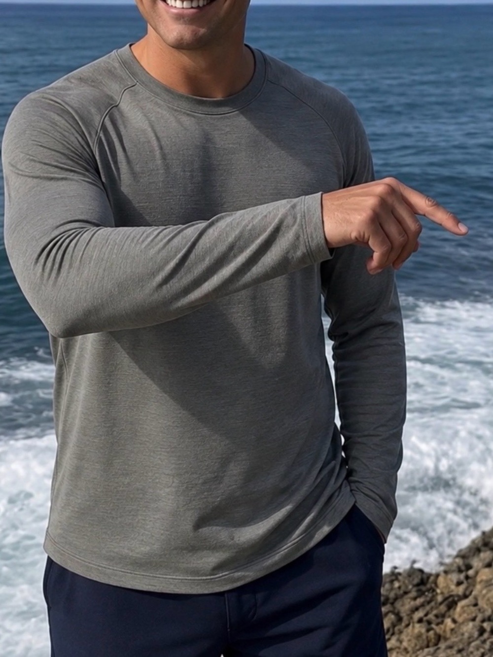 Hugo Boss Slate Gray lightweight Crewneck Sweater